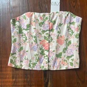 NWT Zara Floral Corset Top - Pastel Floral